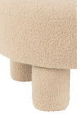 Hocker Rund Rückenlehne Velours Warm Beige