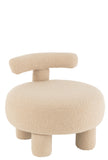 Hocker Rund Rückenlehne Velours Warm Beige