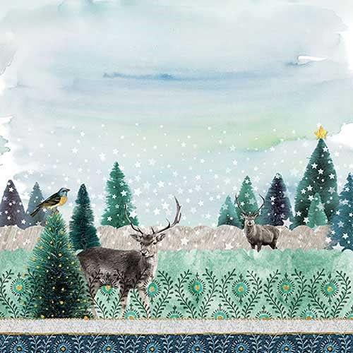 Servietten "Deer in Winter Scene"