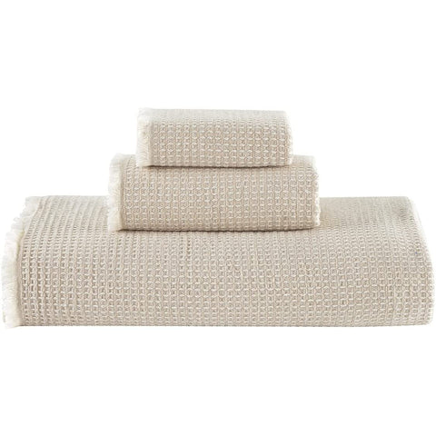 BOHORIA® Premium Waffel Handtuch Set bestehend aus Badehandtuch, Handtuch und Gästehandtuch (Sepia)