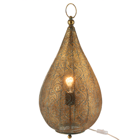 Tischlampe Oriental Tropfen Metall Altgold